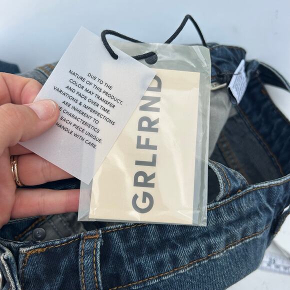 New GRLFRND Sadie Wide Leg Dark Goleta Wash Overalls Jean Denim Size 27 - Picture 8 of 12